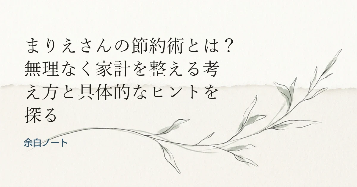 まりえさんの節約術とは？無理なく家計を整える考え方と具体的なヒントを探る